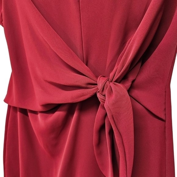 Everly tie front, flutter sleeve, mini dress in wine red - Picture 2 of 8